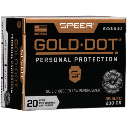 SPEER GOLD DOT 45 ACP 230GR GDHP 20RD 10BX/CS