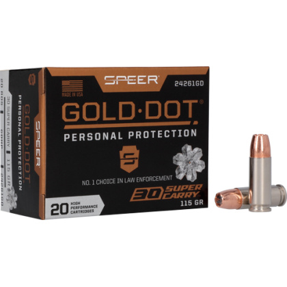 SPEER GOLD DOT 30 SUPER CARRY 115GR GDHP 20RD 10BX/CS