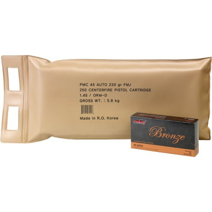 PMC AMMO 45 ACP 230GR FMJ-RN 250RD BATTLE PACK 3BP/CS