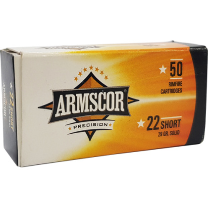 ARMSCOR 22 SHORT 29GR PLATED LEAD-RN 1095FPS 50RD 100BX/CS