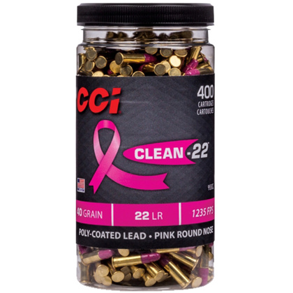 CCI CLEAN 22LR 40GR PINK POLY COATED RN 400RD 8BX/CS