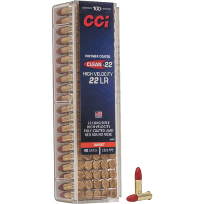 CCI CLEAN 22LR 40GR RED POLY RN 1235FPS  100RD 50BX/CS