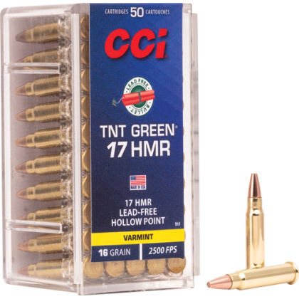 CCI GREEN LEAD FREE 17HMR 16GR TNT-HP 2500FPS 50RD 40BX/CS