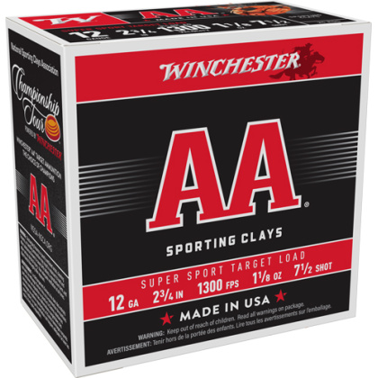 WINCHESTER AA 12GA 2.75" 1-1/8OZ #7.5 1300FPS 250R CASE