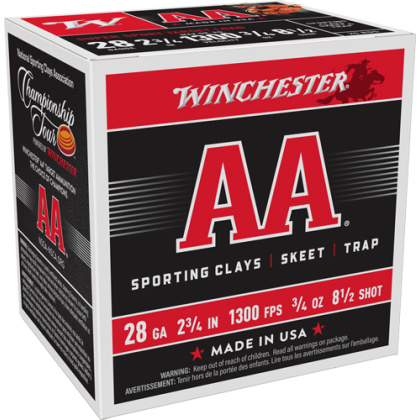 WINCHESTER AA 28GA 2.75" 3/4OZ #8.5 1300FPS 250RD CASE LOT
