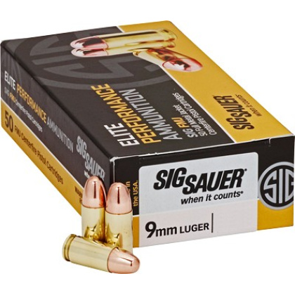 SIG AMMO 9MM 124GR FMJ 50RD 10BX/CS