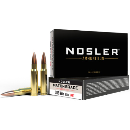 NOSLER MATCH 308 WIN 168GR CUSTOM COMP HPBT 20RD 10BX/CS