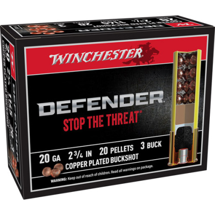 WINCHESTER DEFENDER 20GA 2.75" #3 BUCK 20-PELLET 10RD 10BX/CS