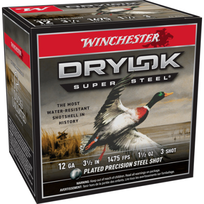 WINCHESTER DRYLOK 12GA 3.5" 1-1/2OZ #3 1475FPS 25RD 10B/CS