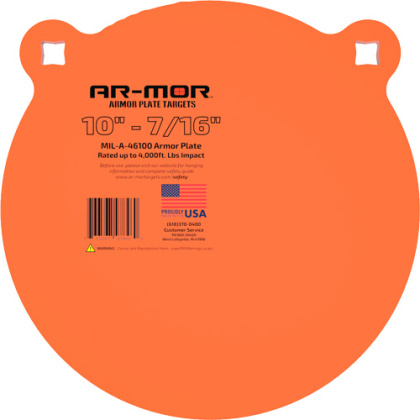 AR-MOR 10" MIL46100 STEEL GONG 7/16" THICK STEEL ORANGE ROUND
