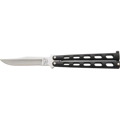 BEAR & SON BUTTERFLY KNIFE 3.58" BLACK/SS CLIP POINT
