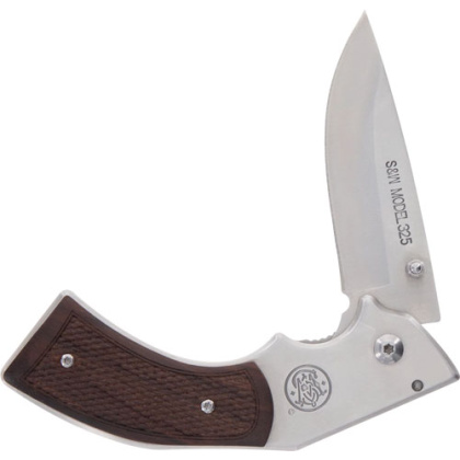 S&W KNIFE MODEL 325 REVOLVER KNIFE 3" FOLDER W/WOOD GRIPS