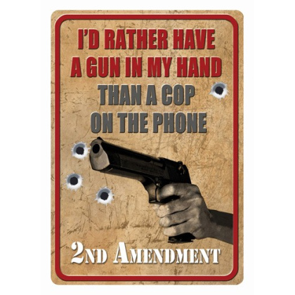 RIVERS EDGE TIN SIGN 12"X17" "I'D RATHER HAVE A GUN"