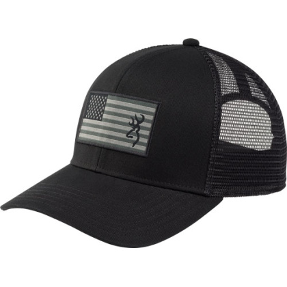 BROWNING CAP GLORY MESH SNAP BACK AMER FLAG PATCH BLK OSFM