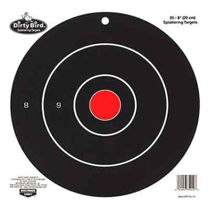 B/C TARGET DIRTY BIRD 8" BULL'S-EYE 25 TARGETS
