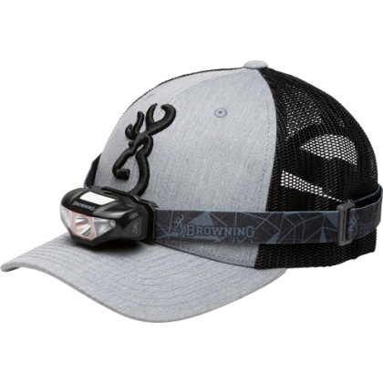 BROWNING CAP/HEADLAMP COMBO GRAY/BLK W/100 LUMEN LIGHT!