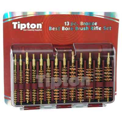 TIPTON 13-PIECE BRONZE RIFLE BORE BRUSH SET W/STORAGE CASE