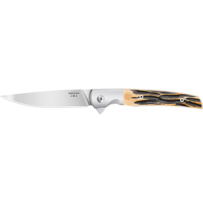 BEAR & SON 21 PATTERN 3.38" D2 STAG BONE RANCHER LINER LOCK