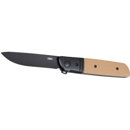 CRKT BAMBOOZLED 3.3" PLAIN EDGE ASSISTED BLACK/BROWN D2