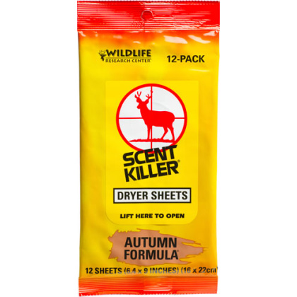 WRC DRYER SHEETS SCENT KILLER AUTUMN FORMULA 12-PACK