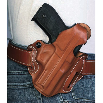 DESANTIS THUMB BREAK SCABBARD RH OWB LEATHER M&P SHLD 9 TAN