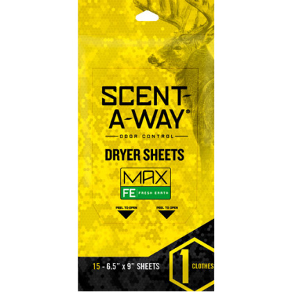 HS DRYER SHEETS SCENT-A-WAY MAX ODERLESS 6.5"X9" EARTH 15P