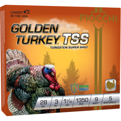 FIOCCHI GOLDEN TURKEY TSS 28GA 3" 1-1/16OZ #9 5RD 10BX/CS