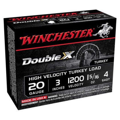 WINCHESTER DOUBLE-X 20GA 3" 1-5/16OZ #4 10RD 10BX/CS