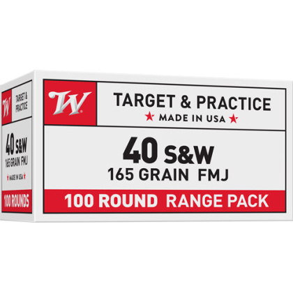 WINCHESTER USA 40 SW 165GR FMJ TRUNCATED CONE 100RD 5BX/CS