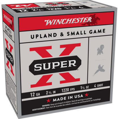 WINCHESTER SUPER-X 12GA 2.75" 1-1/4OZ #4 1220FPS 25RD 10BX/C