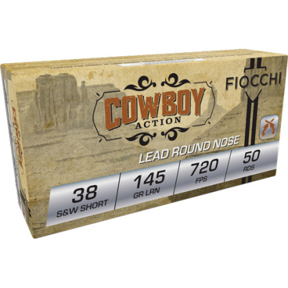 FIOCCHI 38 S&W SHORT 145GR LEAD-RN 50RD 20BX/CS