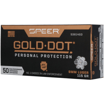 SPEER GOLD DOT 9MM LUGER 115GR GDHP 50RD 10BX/CS