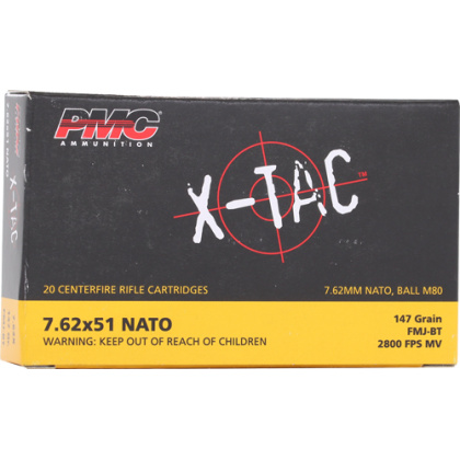 PMC 7.62x51 (7.62 NATO) 147GR FMJ-BT 20RD 25BX/CS