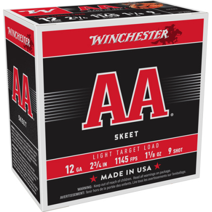 WINCHESTER AA 12GA 2.75" 1-1/8OZ #9 1145FPS 250RD CASE