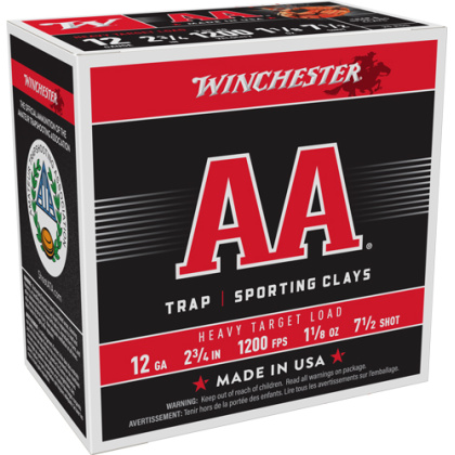 WINCHESTER AA 12GA 2.75" 1-1/8OZ #7.5 1200FPS 250R CASE
