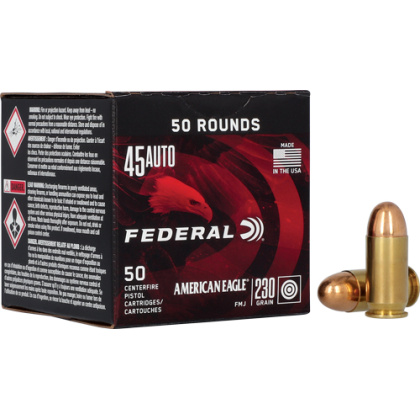 FEDERAL AE 45 ACP 230GR FMJ 50RD 10BX/CS