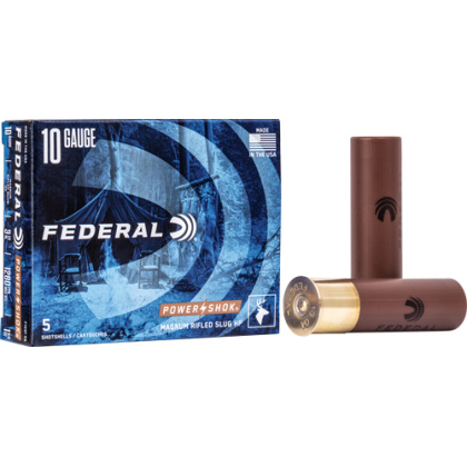 FEDERAL POWER SHOK 10GA 3.5" 1.75OZ RIFLED SLUG 5RD 50BX/CS