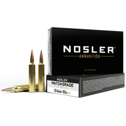 NOSLER MATCH GRADE 28 NOSLER 185GR RDF HPBT 20RD 10BX/CS !