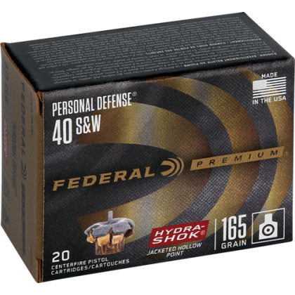 FEDERAL PREMIUM 40 SW 165GR HYDRA-SHOK JHP 20RD 25BX/CS