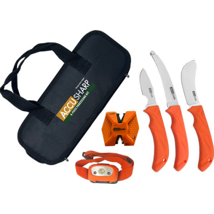 ACCUSHARP 6-PIECE PROCESSING KIT W/SHARPENER & HEADLAMP