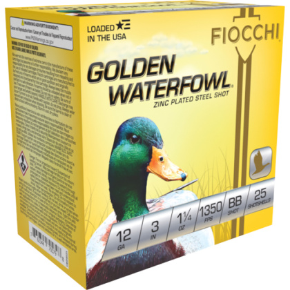 FIOCCHI GOLDEN WATERFOWL 12GA 3" 1-1/4OZ #BB 25RD 10BX/CS