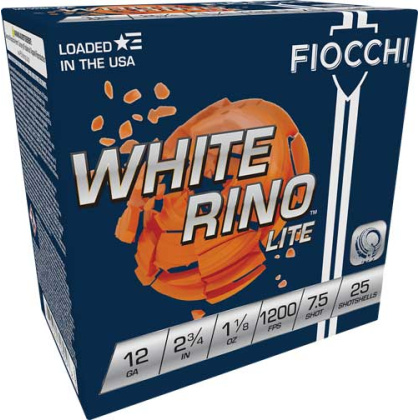 FIOCCHI WHITE RINO 12GA 2.75" 1-1/8OZ #7.5 1200FPS 250RD CAS