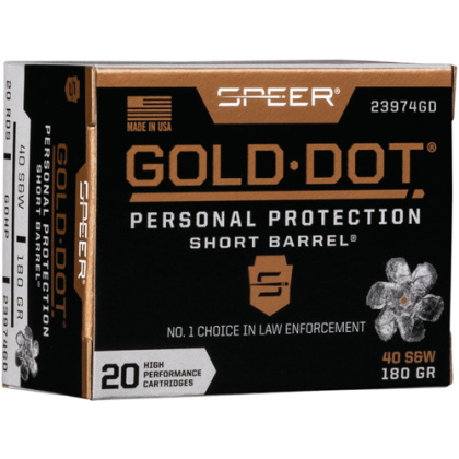 SPEER GOLD DOT 40 SW 180GR GDHP SHORT BARREL 20RD 10BX/CS