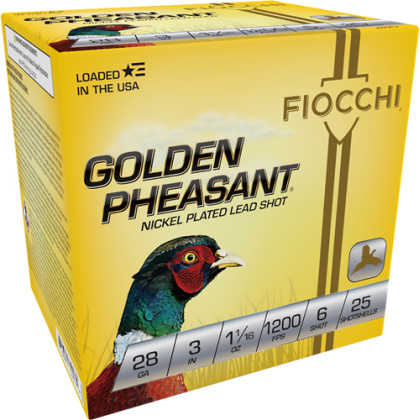 FIOCCHI GOLDEN PHEASANT 28GA 3" 1-1/16OZ #6 25RD 10BX/CS