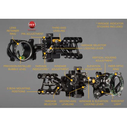 TROPHY RIDGE BOW SIGHT REACT ALPHA 1-PIN .019 RH BLACK!