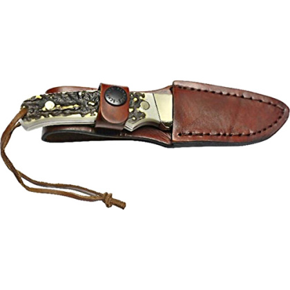 UNCLE HENRY KNIFE STAGLON 2.8" BLADE W/LEATHER SHEATH