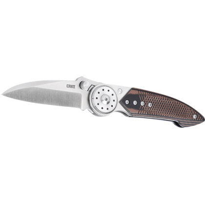 CRKT WALKER 2.93" PLAIN EDGE FOLDER SS/WOOD BLADE BTN LOCK
