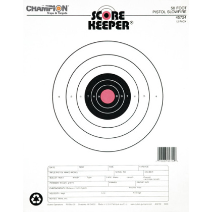 CHAMPION SCOREKEEPER 50 FT PISTOL SLOWFIRE ORG/BLK 12-PK