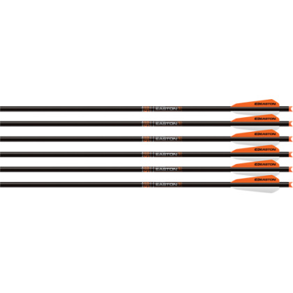 EASTON XBOW BOLT 9MM CARBON 20" W/3" VANES HALF MOON 6-PK