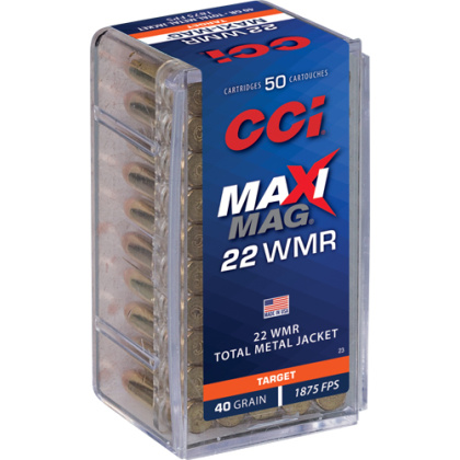 CCI MAXI-MAG 22WMR 40GR FMJ SOLID 1875FPS 50RD 40BX/CS